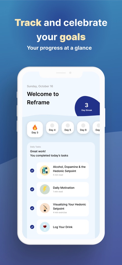 Official App Store screenshot 5 of Reframe: Drink Less & Thrive