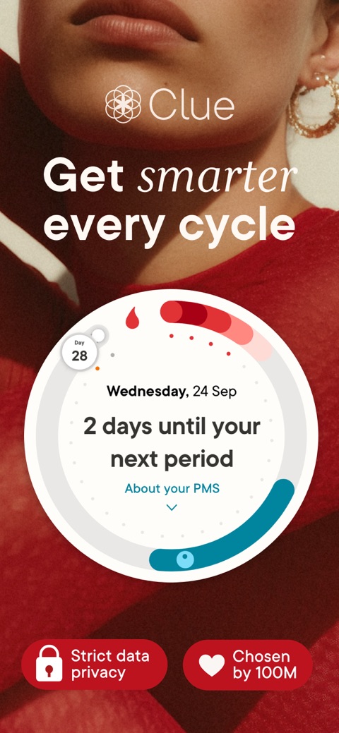 Official App Store screenshot 1 of Clue Period & Cycle Tracker