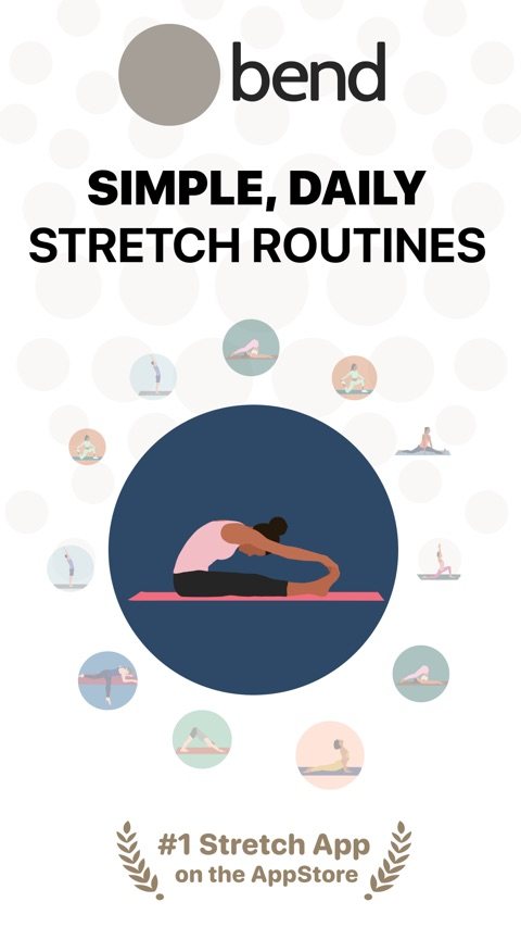 Bend App Store screenshot of an illustrated daily stretch routine